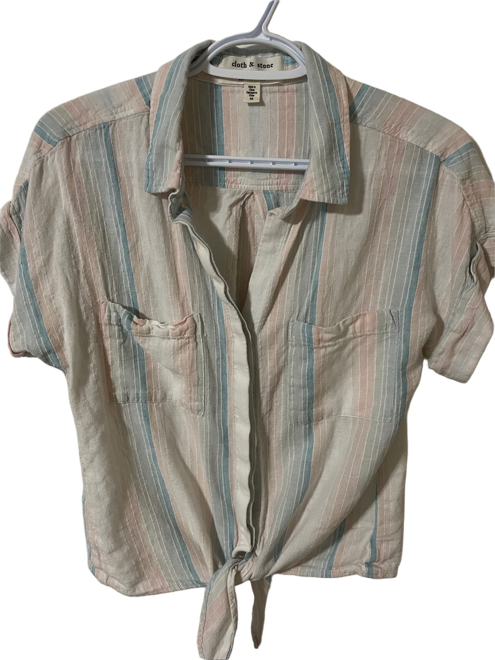 Cloth & Stone Pastel Strip Crop Top Size Medium